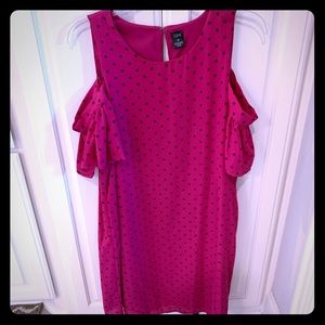 Pink, cold shoulder dress